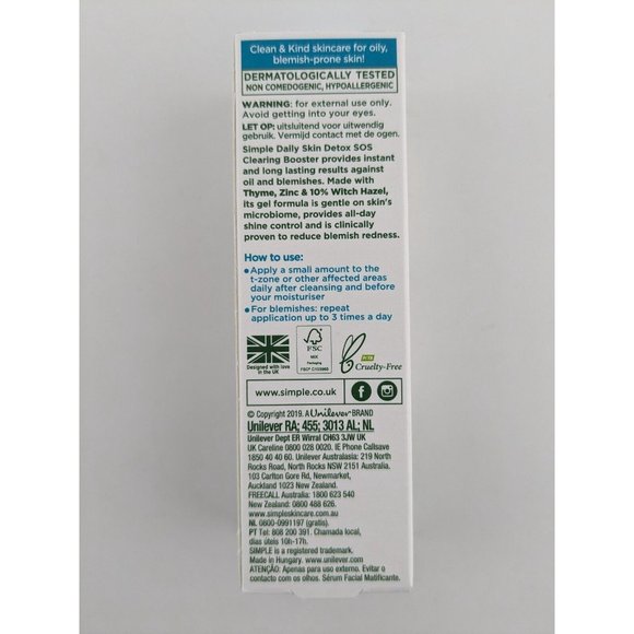 4 x Simple SOS Clearing Booster Long Lasting Shine & Blemish Control 25ml NEW - Picture 5 of 7